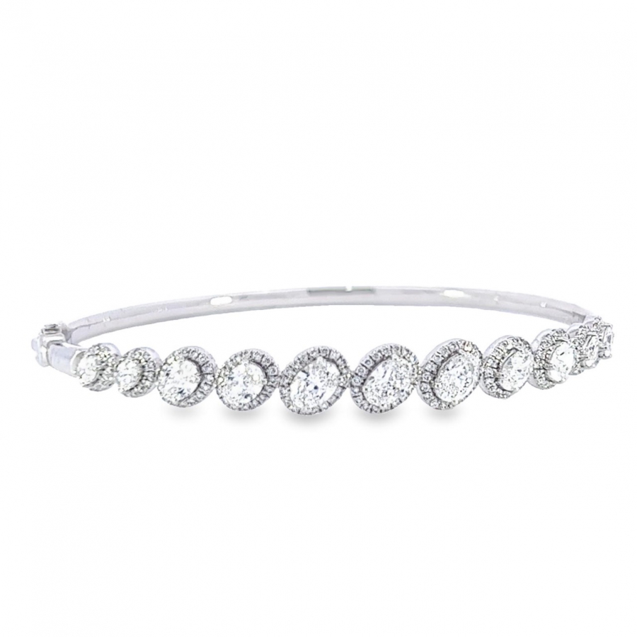 ECOFRIENDLY WHITE GOLD BANGLE WITH 181 SUSTAINABLE DIAMONDS - 11.43 NET WEIGHT AND 2.82 DIAMOND WT 