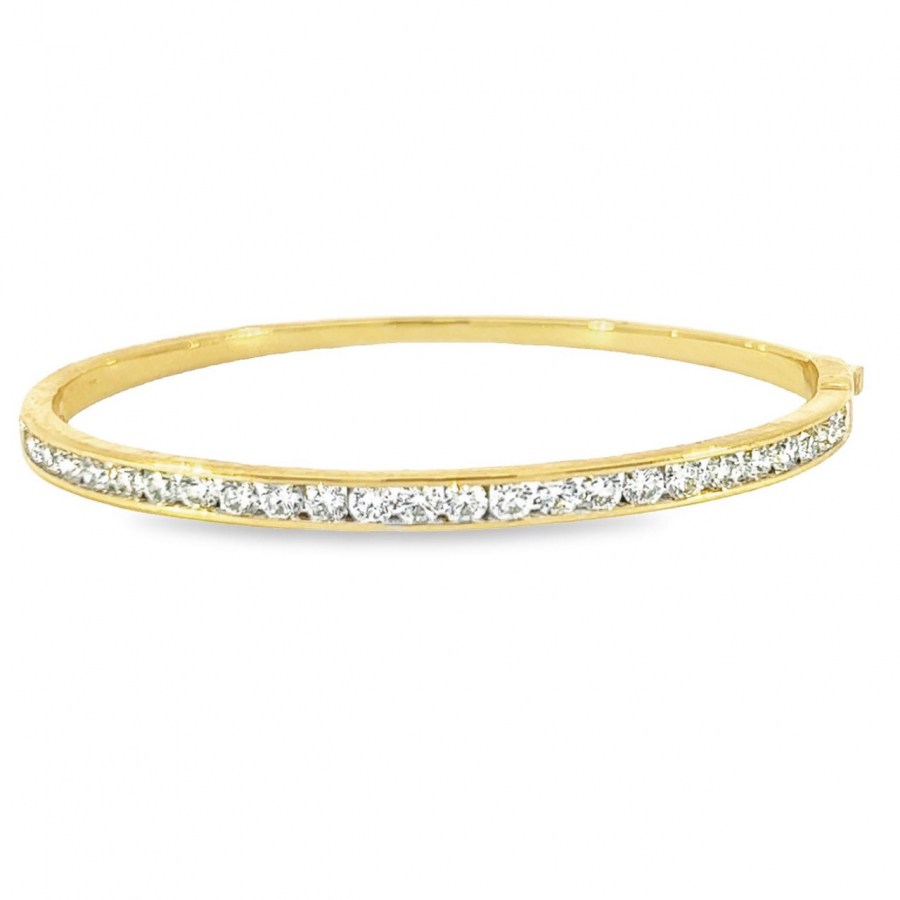 ECO-FRIENDLY YELLOW GOLD BANGLE WITH SUSTAINABLE DIAMONDS - 12.86 NET WEIGHT AND 25.00 DIAMOND WT 