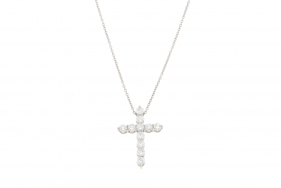 ITALIAN LAB GROWN DIAMOND CROSS NECKLACE 