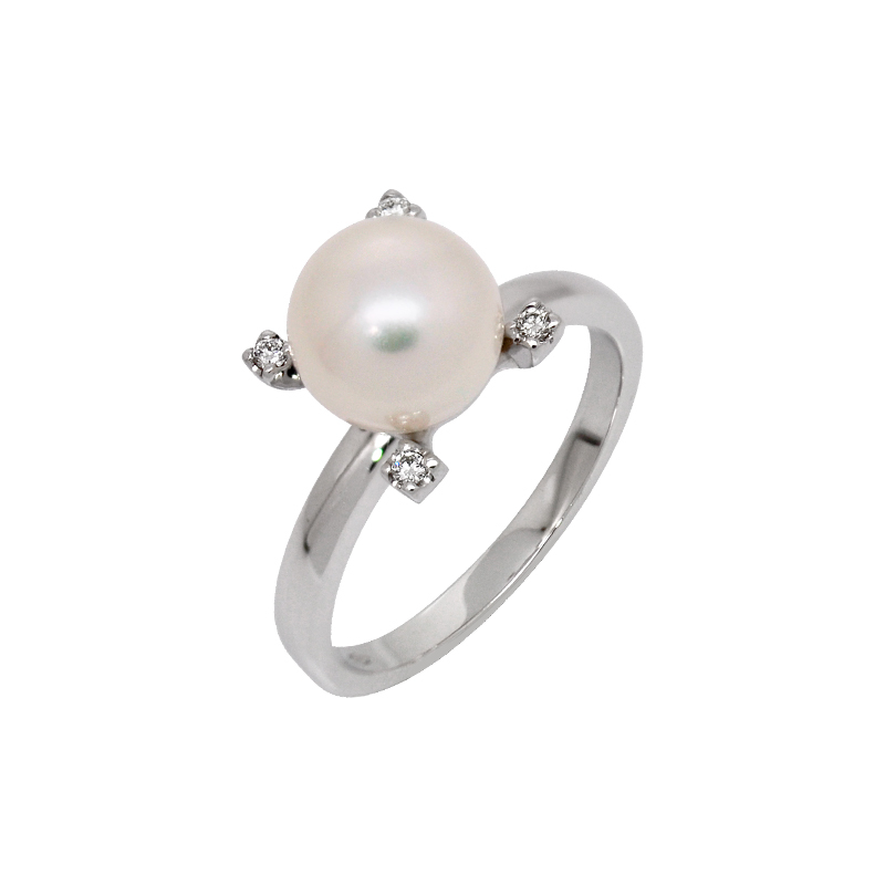 PEARL RING WITH DIAMOND