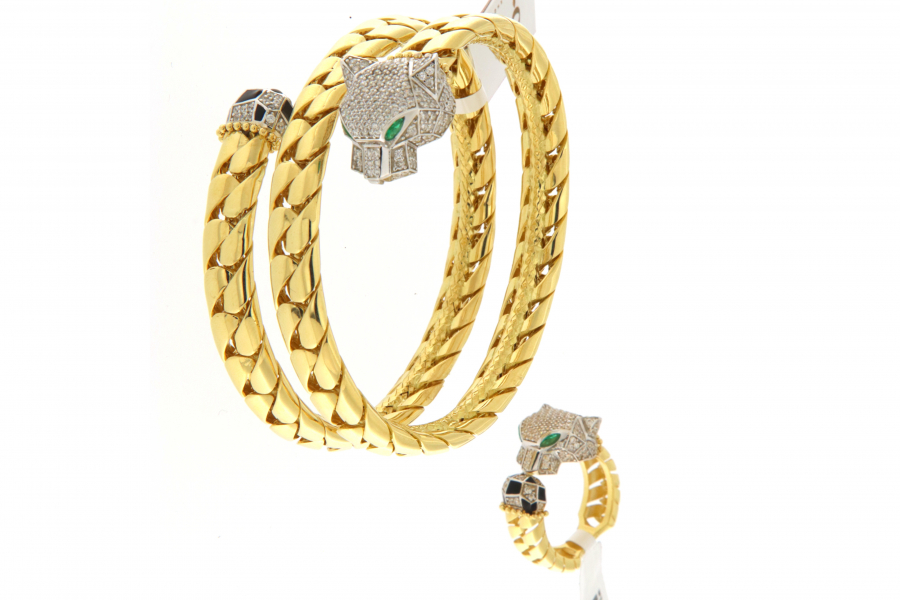 ITALIAN BANGLE WITH RING TIGER
