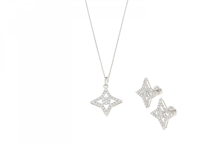 ITALIAN LAB GROWN DIAMOND NECKLACE & EARRINGS 