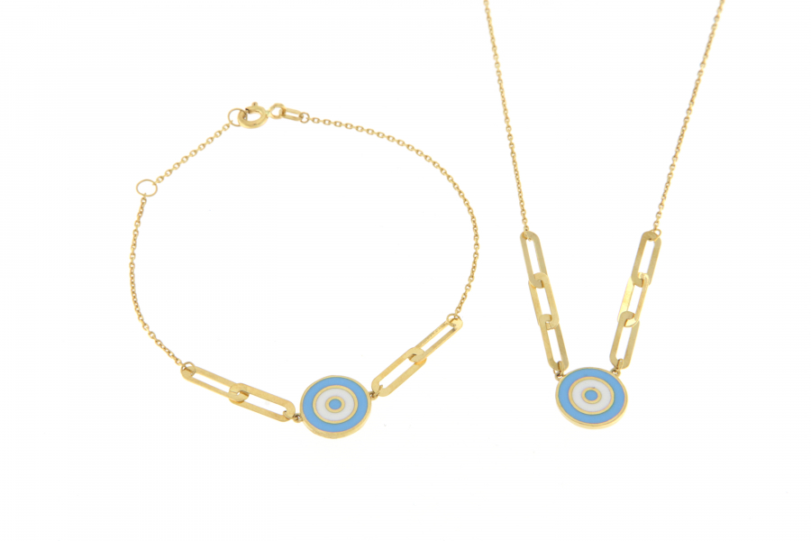 ITALIAN 18K SET BLUE EYE