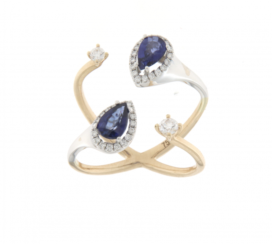 ITALIAN RING WITH BLUE SAPPHIRE GEMSTONE