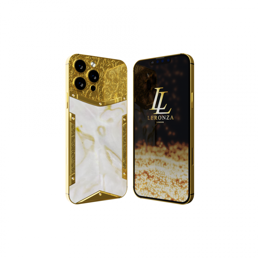 LERONZA LUXURY 24K GOLD IPHONE 14 PRO MAX 512GB MOTHER OF PEARL ROYALE