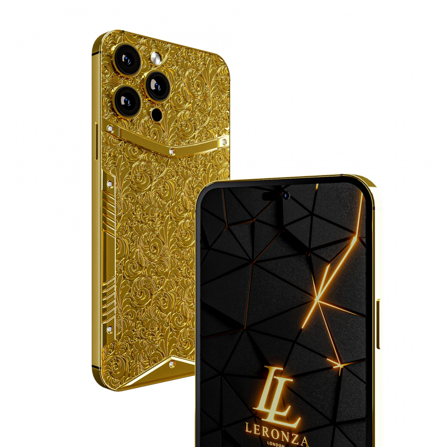 LERONZA LUXURY 24K GOLD IPHONE 14 PRO MAX 512GB FLORA LIMITED EDITION 