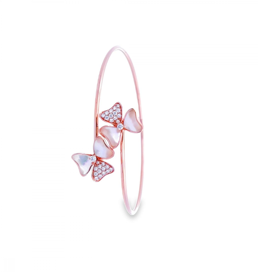 DIAMOND BANGLE WITH CLARITY VS AND COLOR G TO H, 0.23 CARAT DIAMOND AND 0.99 CARAT SEASHELL: ROSE GOLD 18K FLOWER DESIGN