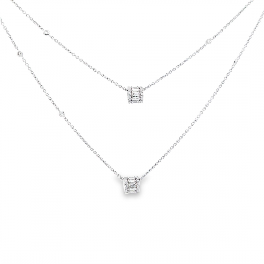 STUNNING DIAMOND NECKLACE WITH CLARITY VS AND COLOR G TO H, 0.99 CARAT DIAMOND WITH ARC DESIGN IN WHITE GOLD 18K