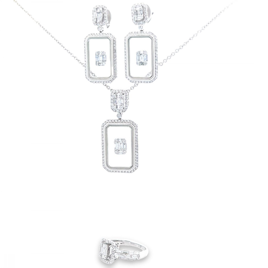 COMPLETE YOUR LOOK WITH 18K WHITE GOLD DIAMOND HALF SET - 3.02 CARAT VS CLARITY G-H COLOR DIAMOND