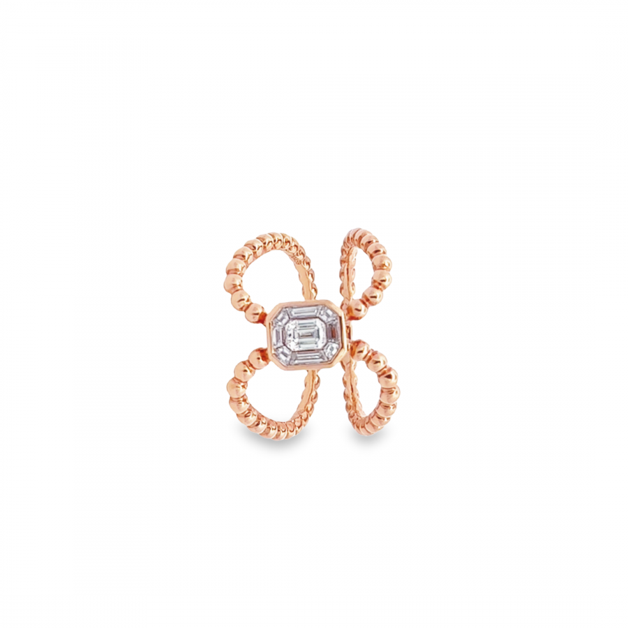 0.46 CARAT DIAMOND RING WITH CLARITY VSI/SI, COLOR G-H | ROSE GOLD | BALLS AND DIFFERENT DESIGN