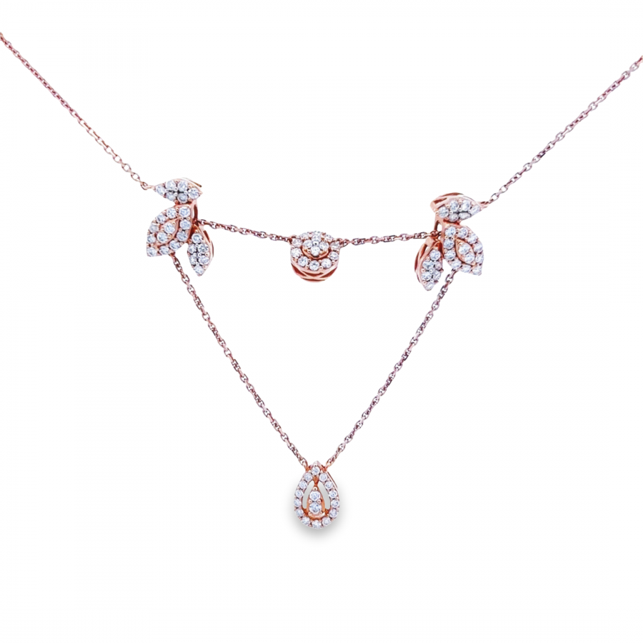 0.87 CARAT DIAMOND NECKLACE WITH CLARITY VS2, COLOR G-H | ROSE GOLD
