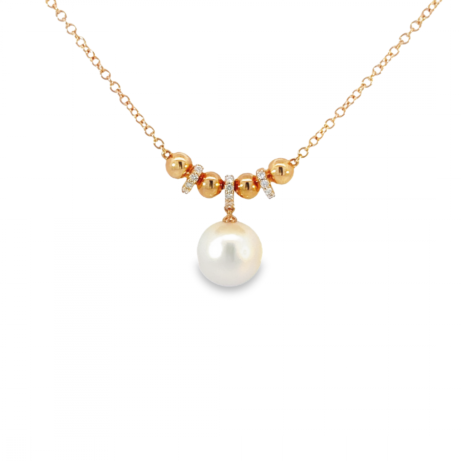 0.1 CARAT DIAMOND NECKLACE WITH CLARITY VS/SI, COLOR G-H | ROSE GOLD | PEARL