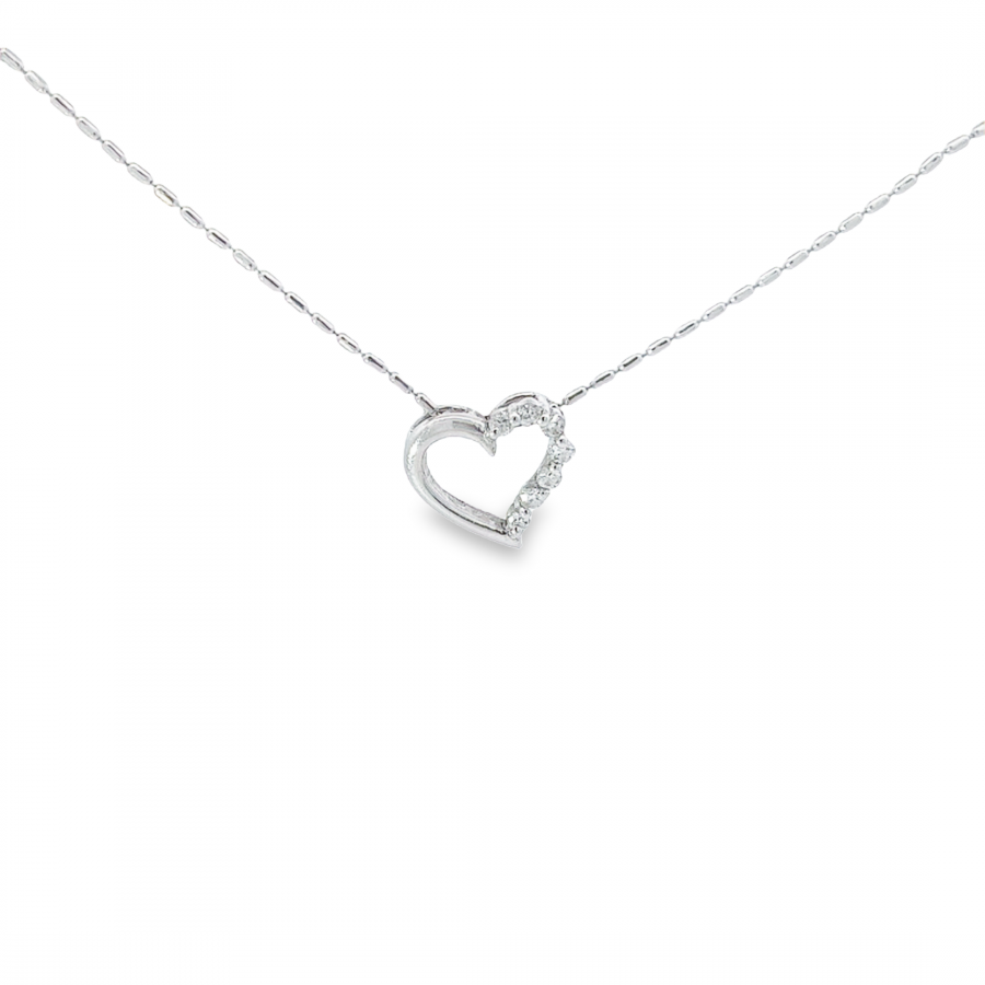 0.21 CARAT DIAMOND NECKLACE WITH CLARITY VS/SI, COLOR G-H | WHITE GOLD | HEART DESIGN