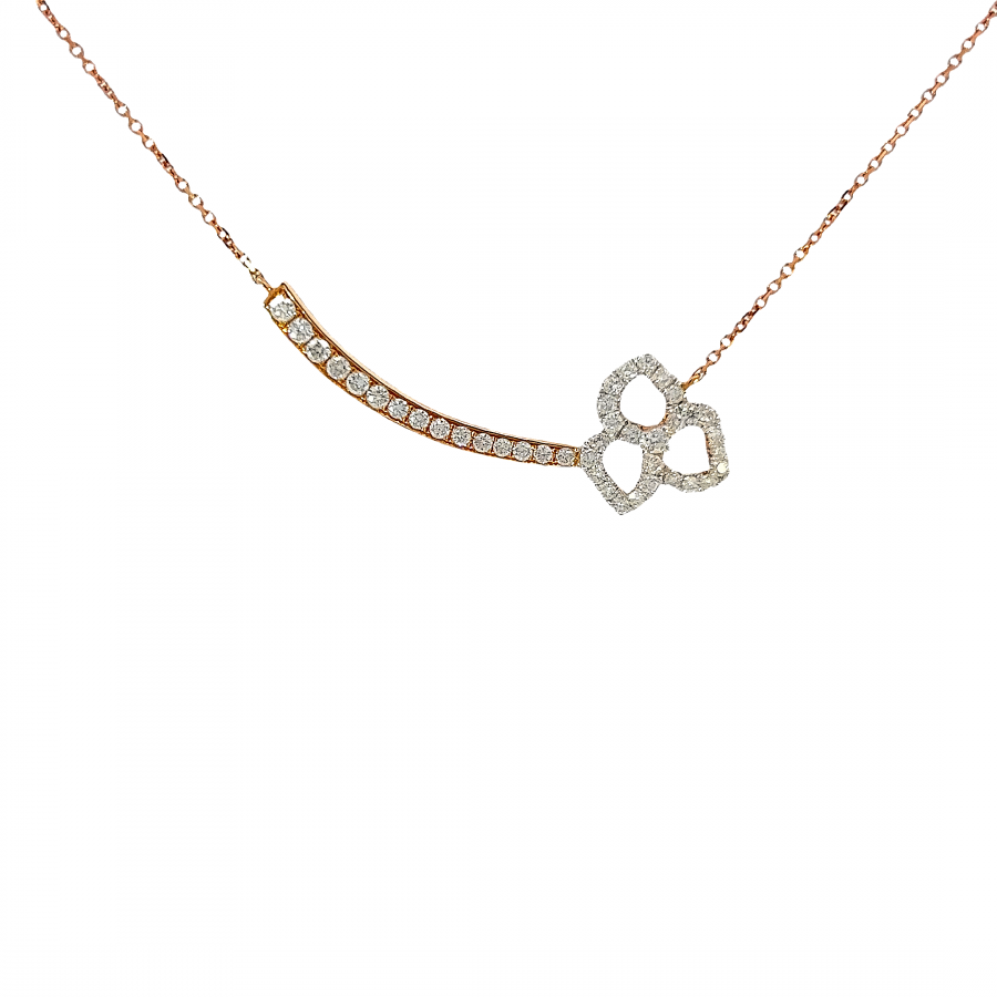 0.84 CARAT DIAMOND NECKLACE WITH CLARITY VS/SI, COLOR G-H | ROSE GOLD | FLOWER AND BIG LEAF DESIGN