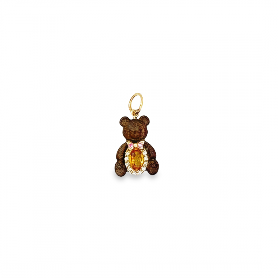 DIAMOND KIDS PENDANT WITH WOOD DESIGN | CLARITY VS-SI, COLOR G-H | 0.03 CARAT | YELLOW GOLD