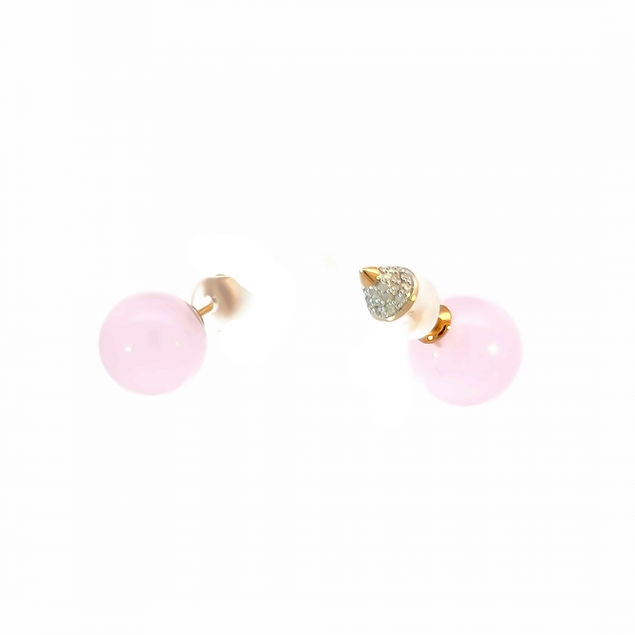 DIAMOND EARRING | CLARITY VS-SI, COLOR G-H | 0.52 CARAT WITH PINK BALL