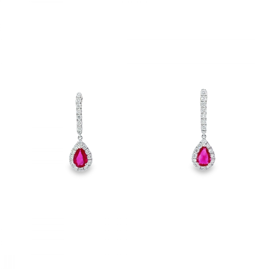 DIAMOND EARRING | CLARITY VS-SI, COLOR G-H | 0.53 CARAT WITH 0.81 CARAT RUBY GEMSTONE