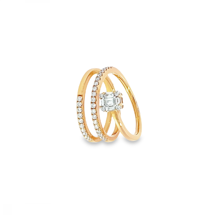 0.56 CARAT DIAMOND RING WITH CLARITY VS2/SI, COLOR G-H | THREE CIRCLE RING DESIGN | YELLOW GOLD