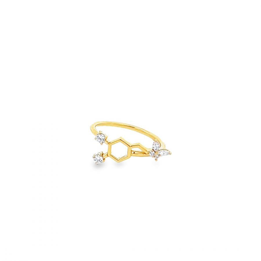 18K YELLOW GOLD HAPPY HORMONES RING WITH BUTTERFLY