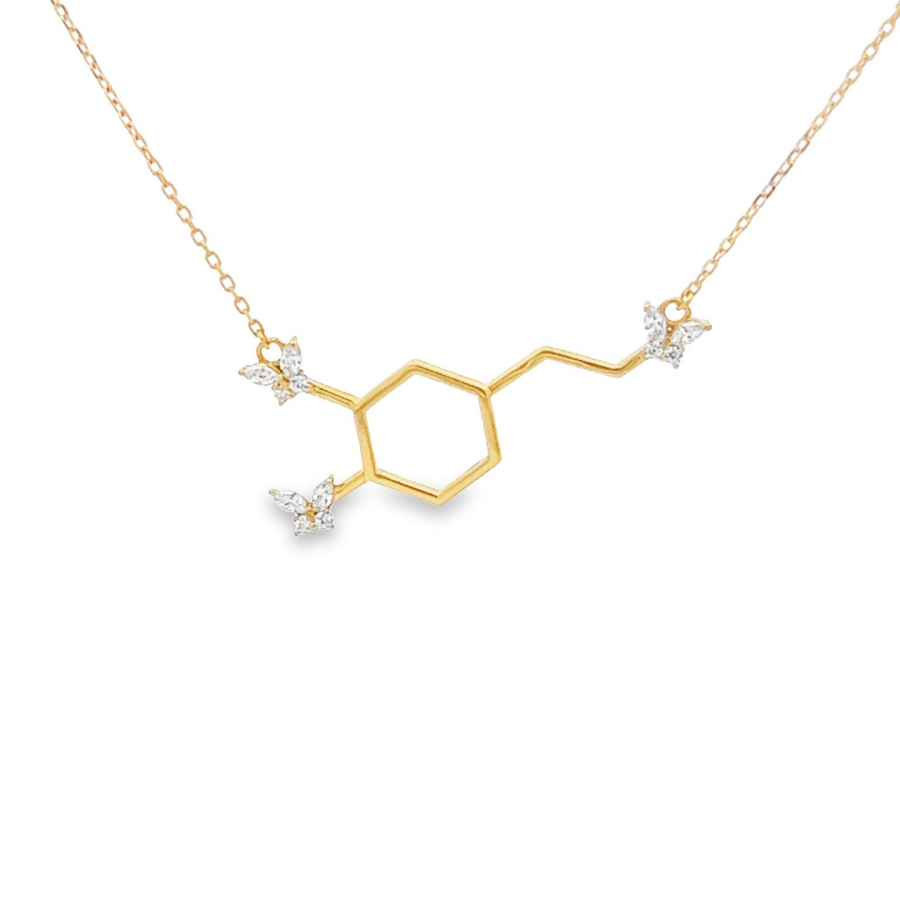18K YELLOW GOLD HAPPY HORMONES NECKLACE WITH BUTTERFLY