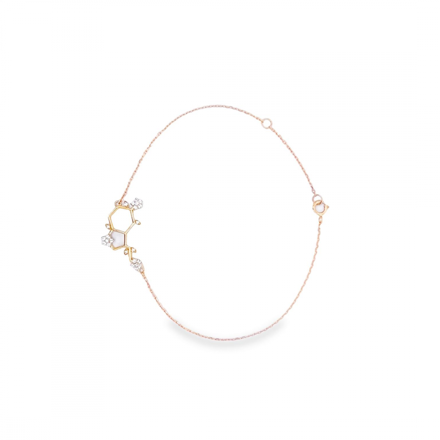 18K YELLOW GOLD HAPPY HORMONES BRACELET WITH SEROTONIN FORM AND STAR ACCENTS