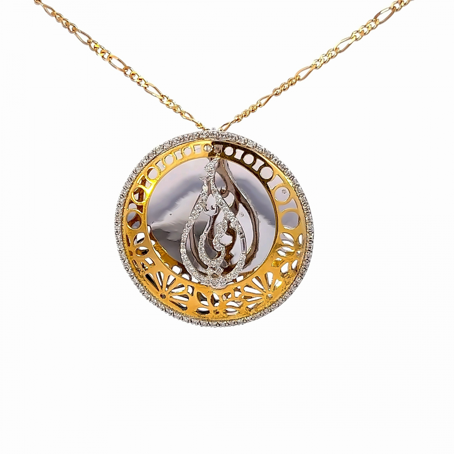 STUNNING 18K YELLOW GOLD DIAMOND PENDANT FOR MOTHER'S DAY