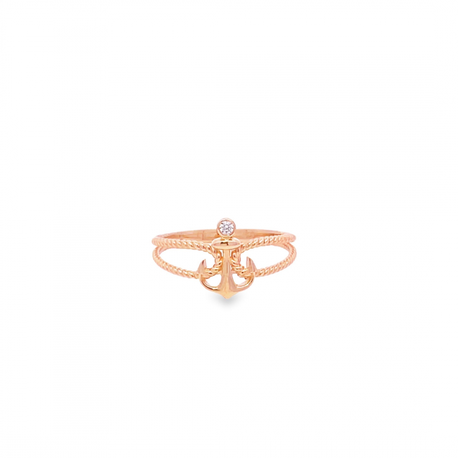 Classic 18k Yellow Gold Anchor Ring with Autopilot Accent