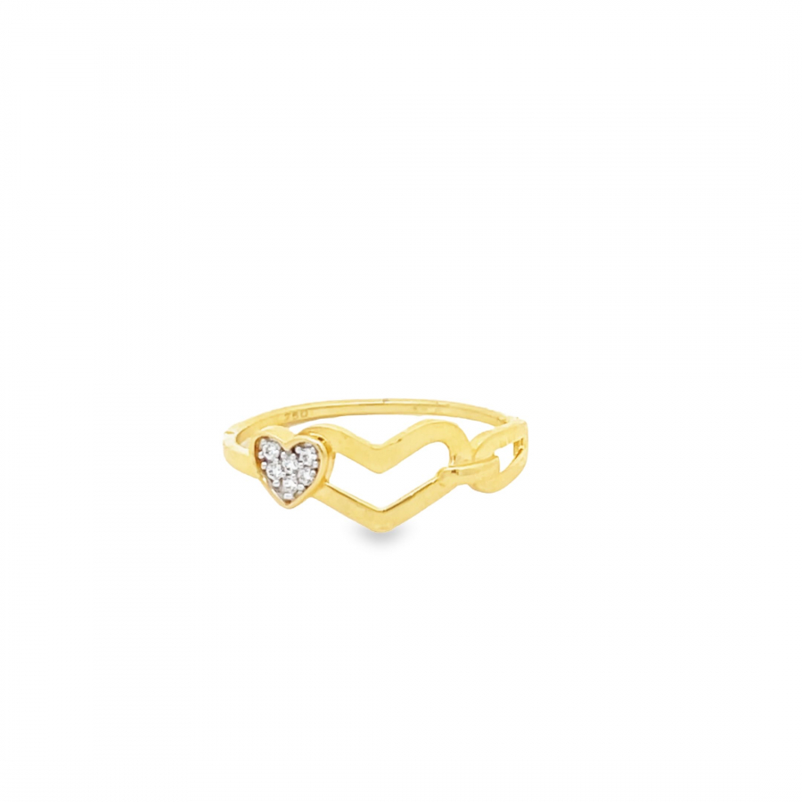 Exquisite 18k Yellow Gold Dual Heart Ring with Stunning Zircons