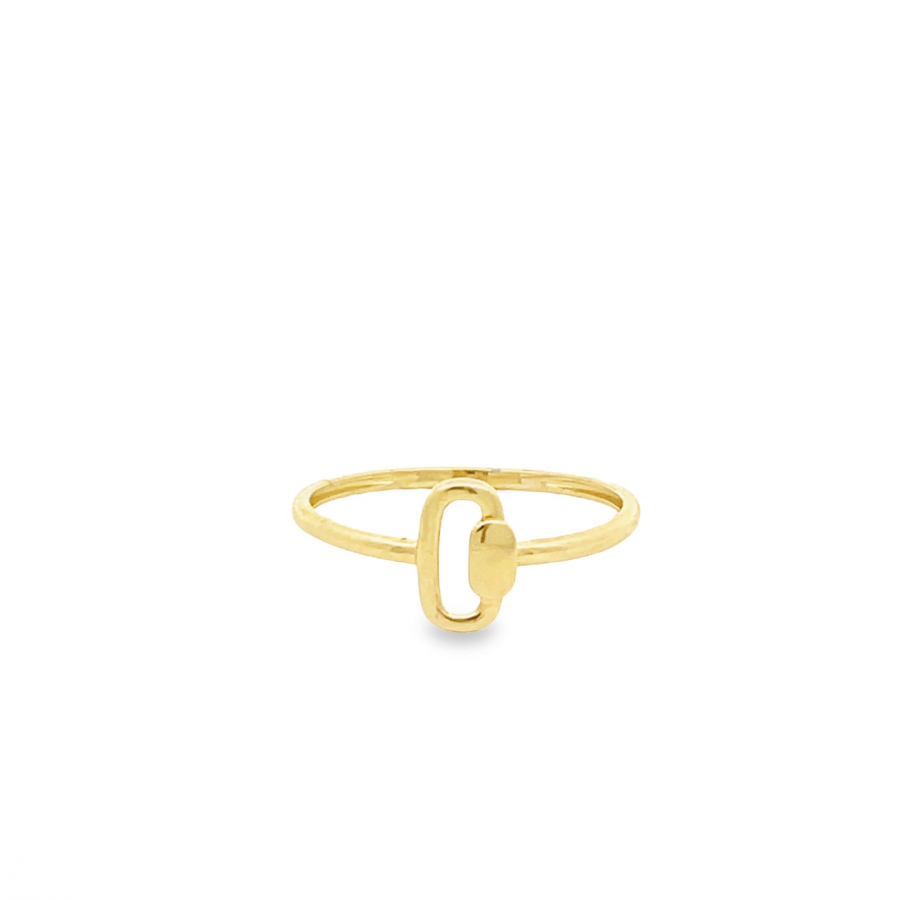 Stylish 18k Yellow Gold Flat Ring with Key Centerpiece