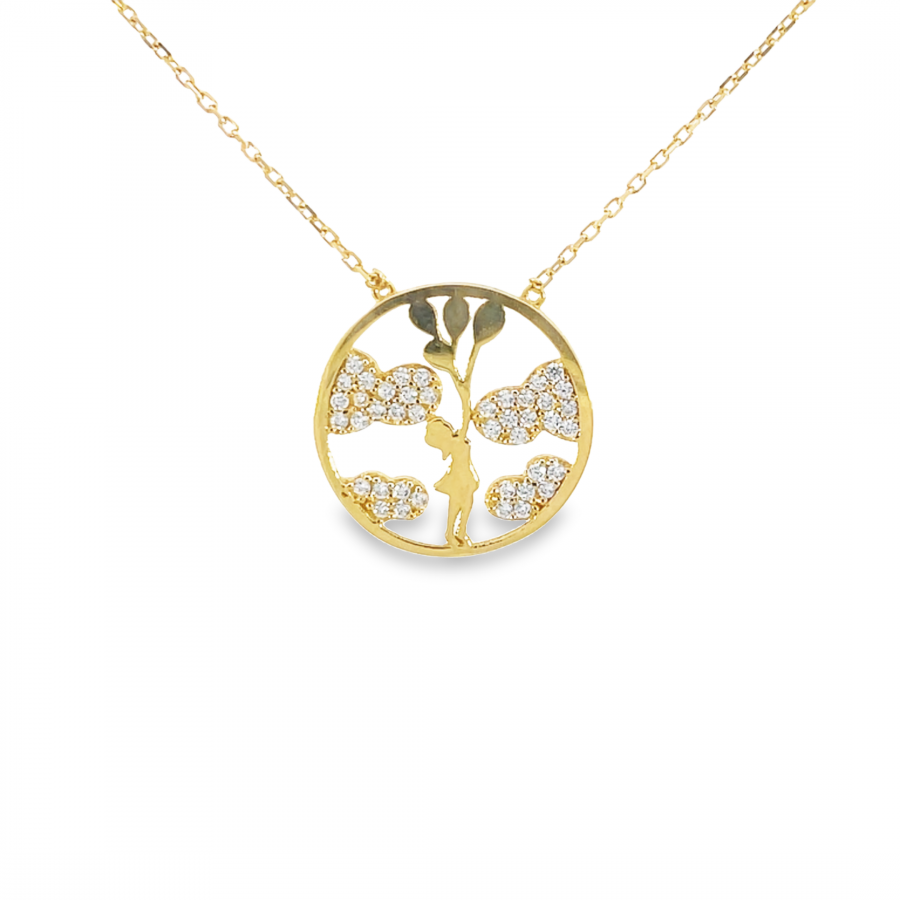 Alluring 18K Yellow Gold Lucky Lady Circle Short Necklace 