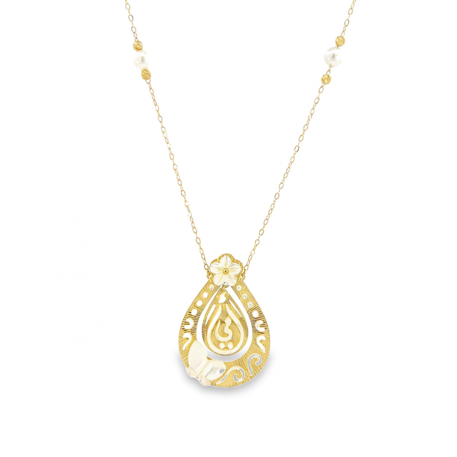 Mother's Day 18K Yellow Gold Short Necklace with Umi Written in Fancy Script