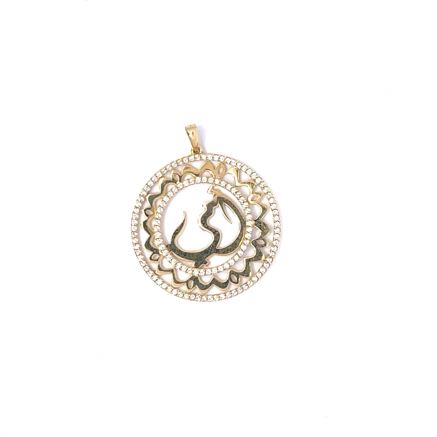 18K Mother's Day Pendant with Arabic "___" in Yellow Gold