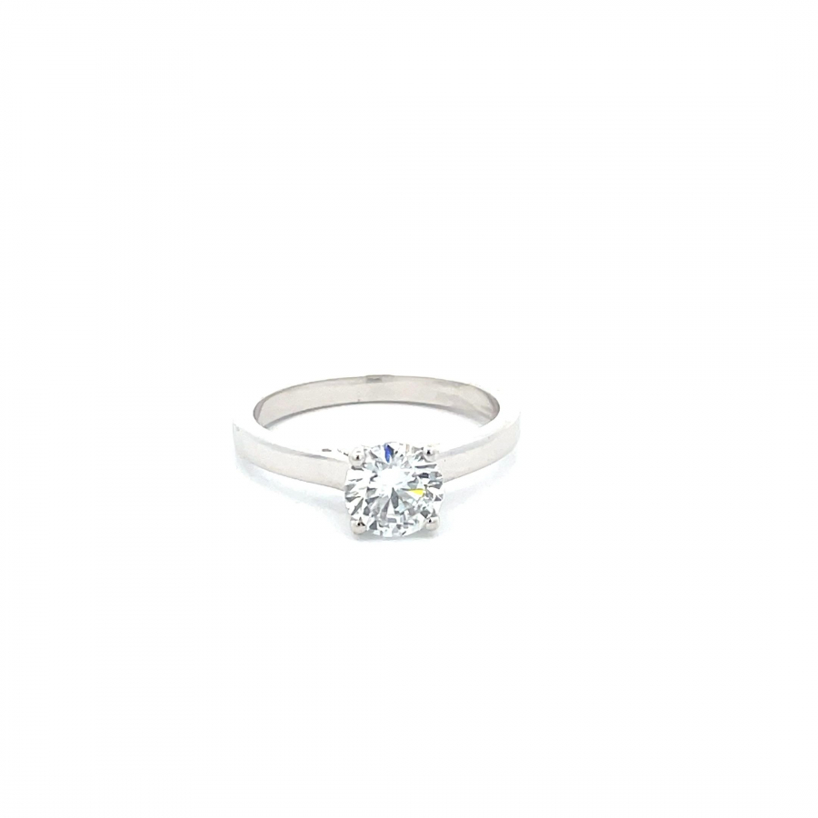  GORGEOUS SUSTAINABLE SILVER SOLITAIRE RING WITH DIAMOND - 1.00 CARAT COLOR EF CLARITY VS