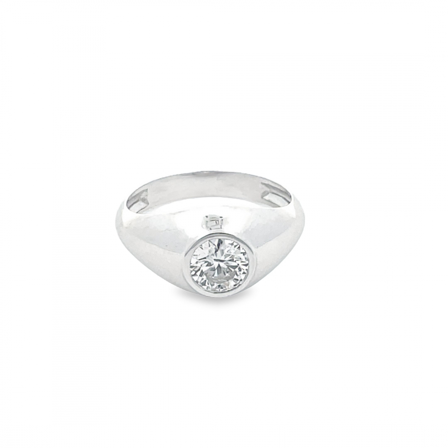  A GLEAMING EMBLEM OF LOVE : SILVER LAB GROWN SUSTAINABLE RING WITH DIAMOND