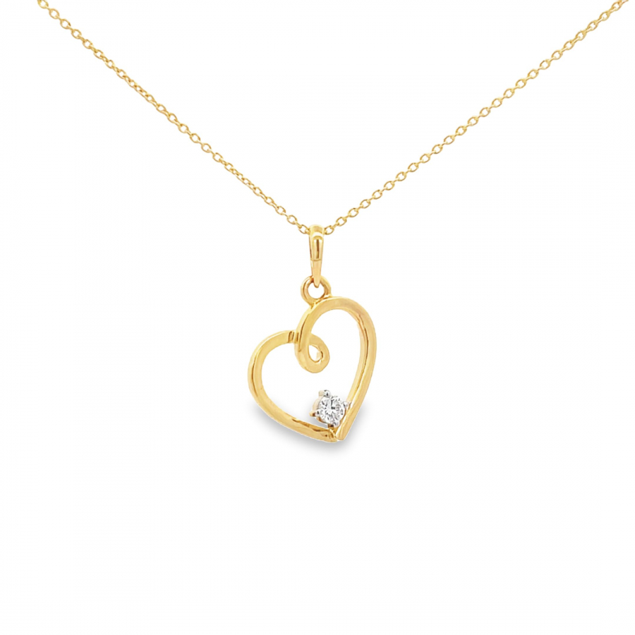 YELLOW GOLD DUAL HEART DIAMOND NECKLACE WITH LOVE (0.08 CARAT, COLOR EF, CLARITY VS)