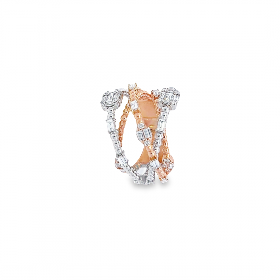 ROSE GOLD RING WITH BAGUETTE AND ROUND DIAMOND | 1.1 CARAT | VS CLARITY, G\H COLOR