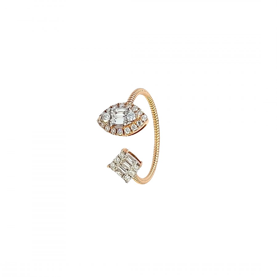 ROSE GOLD RING WITH ROUND AND BAGUETTE DIAMOND | 1.24 CARAT | VS CLARITY, G\H COLOR