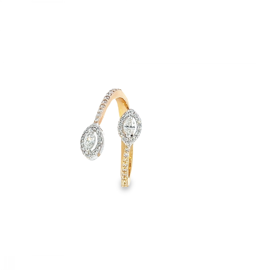 ROSE GOLD RING WITH MARQUISE AND ROUND DIAMOND | 0.45 CARAT | VS CLARITY, G\H COLOR