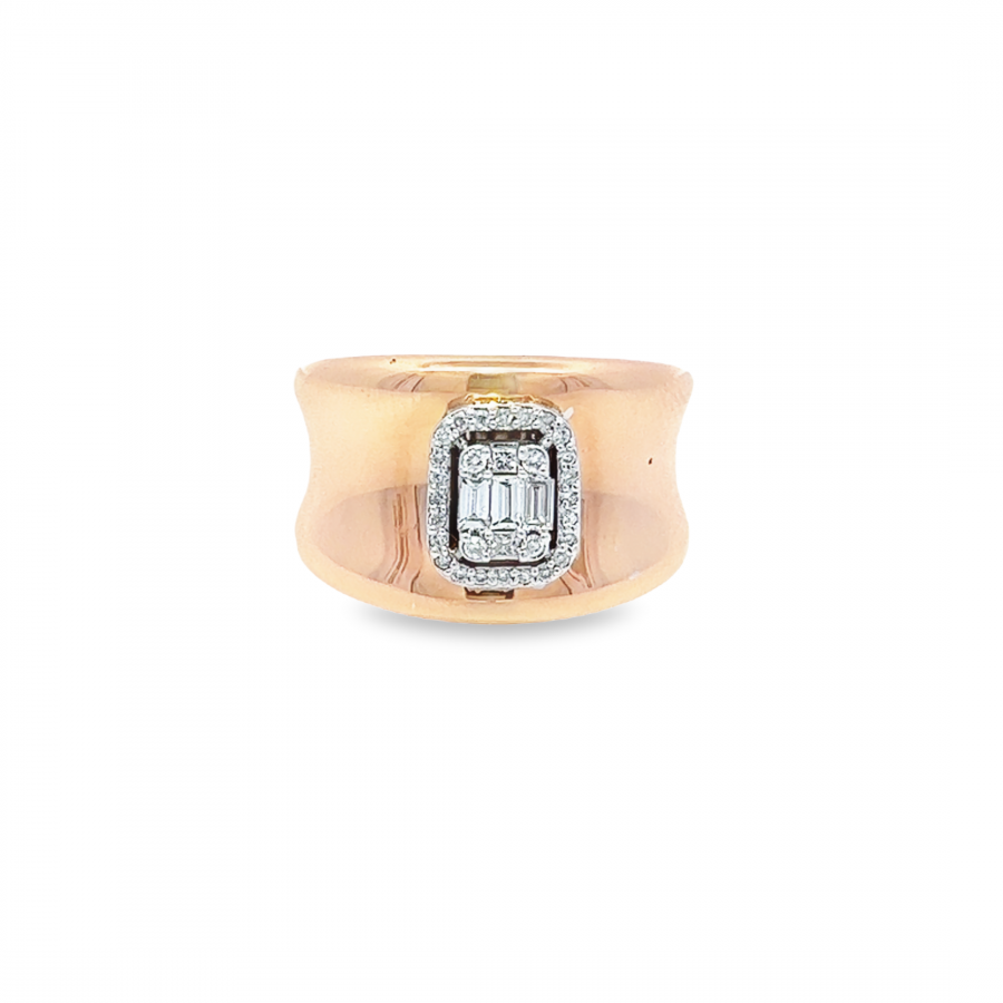 ROSE GOLD RING WITH ROUND AND BAGUETTE DIAMOND | 0.27 CARAT | VS CLARITY, G\H COLOR