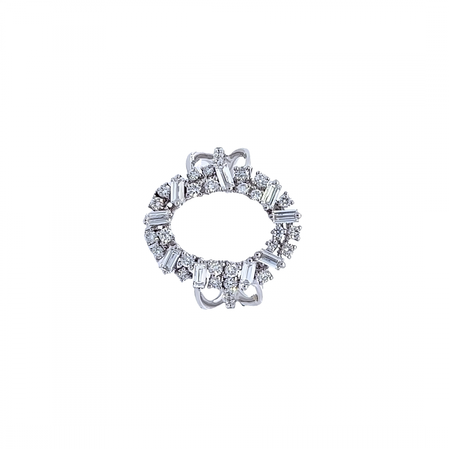 WHITE GOLD RING WITH ROUND AND BAGUETTE DIAMOND | 0.88 CARAT | VS CLARITY, G\H COLOR