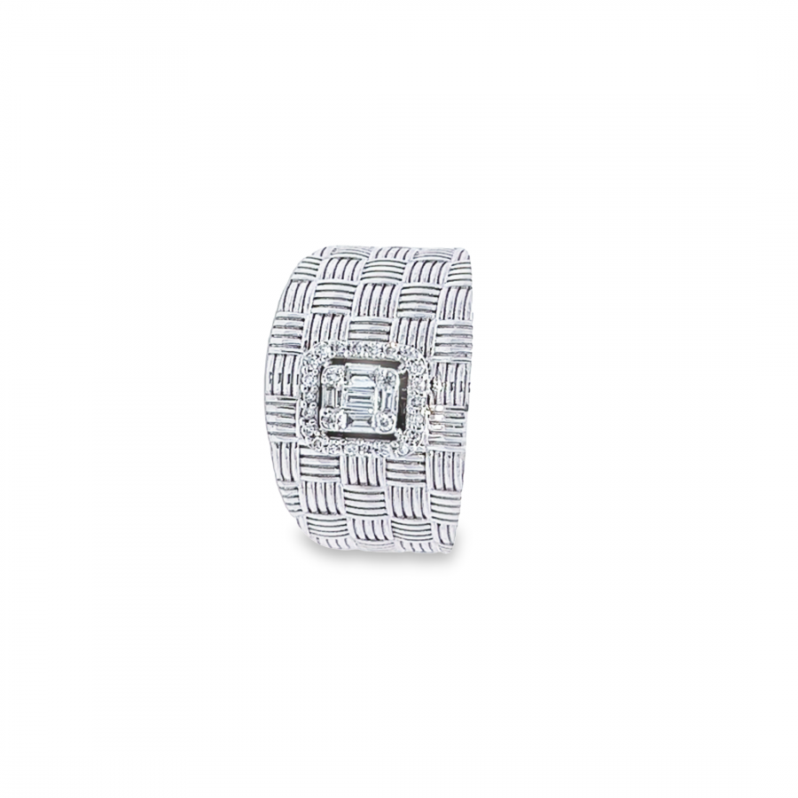 WHITE GOLD RING WITH BAGUETTE AND ROUND DIAMOND | 0.2 CARAT | VS CLARITY, G\H COLOR