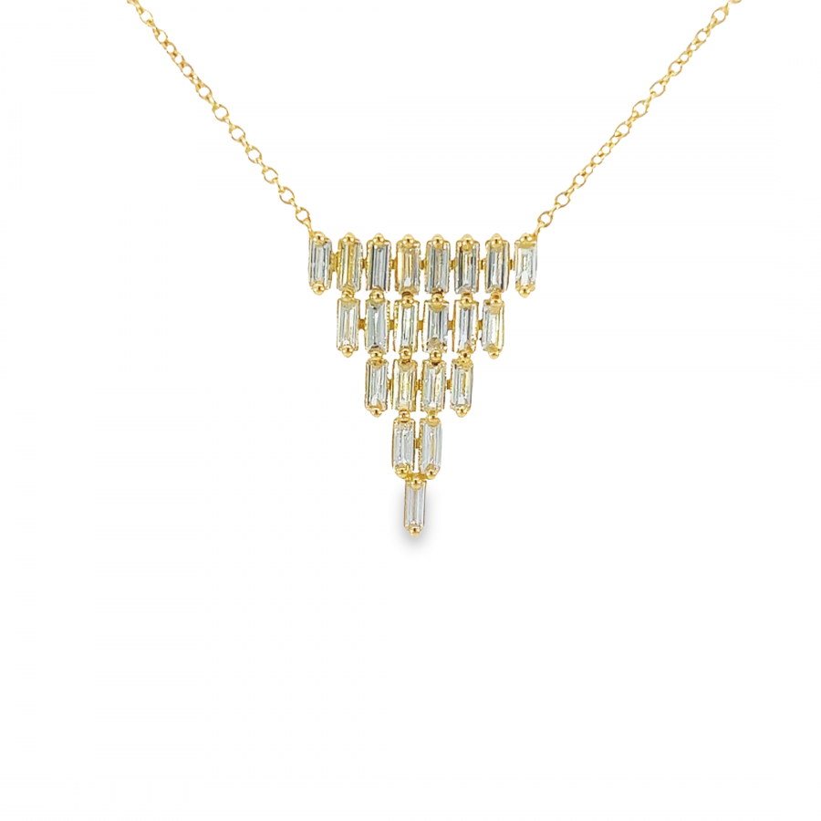 NECKLACE WITH BAGUETTE DIAMOND | 0.94 CARAT | VS CLARITY, G\H COLOR | YELLOW GOLD