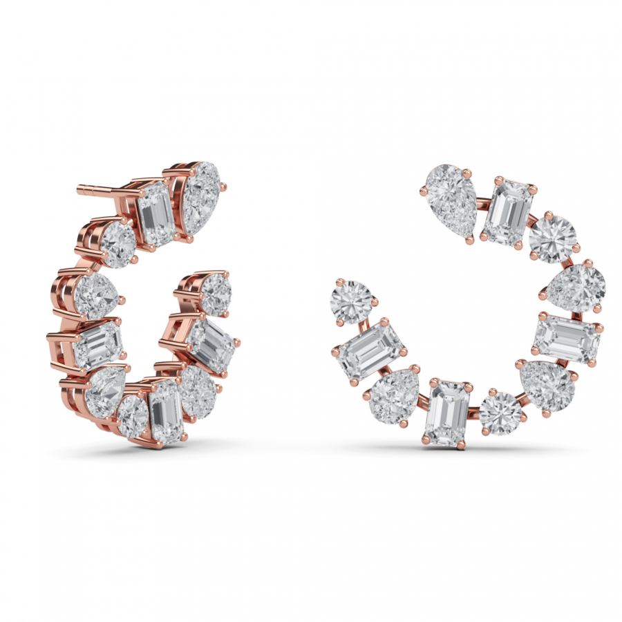 MIXLET EARRINGS WITH NATURAL DIAMONDS IN 18K WHITE, ROSE, AND YELLOW GOLD