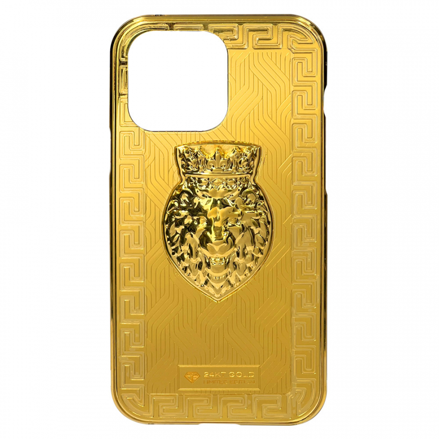 HIPHONE LEXURY IPHONE 14 PRO MAX GOLD LION HEAD 3D LIMITED EDITION