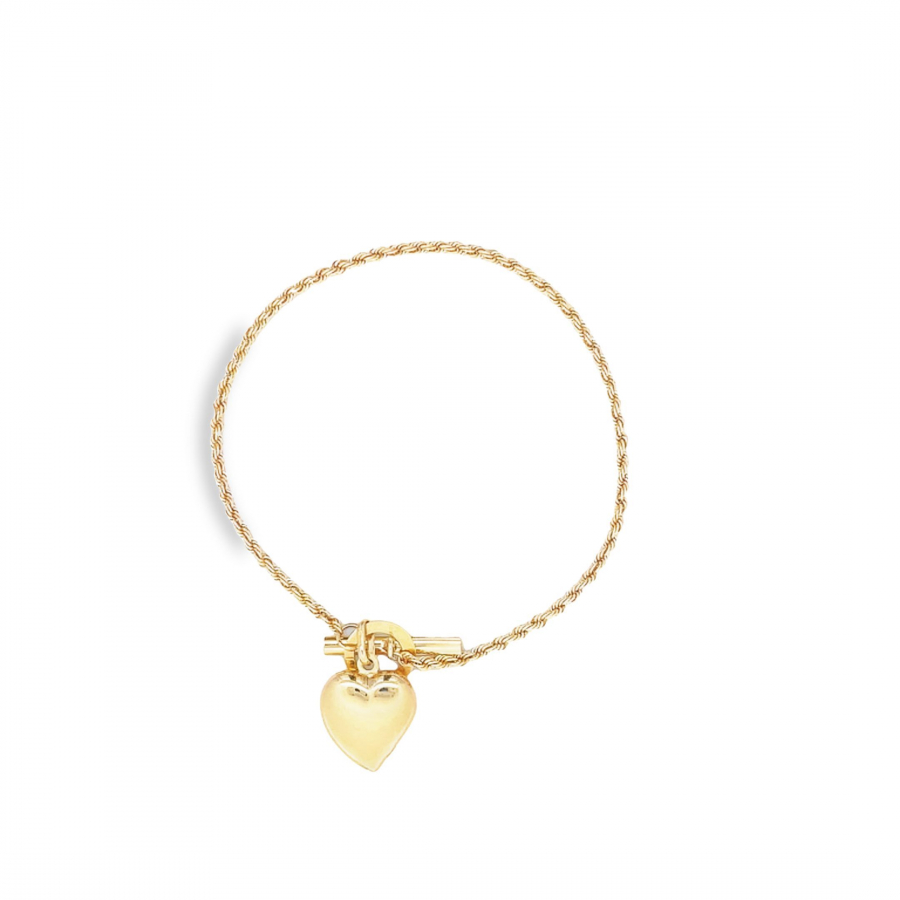  LOVELY 18K YELLOW GOLD BANGLE WITH 'LOVE' DESIGN 