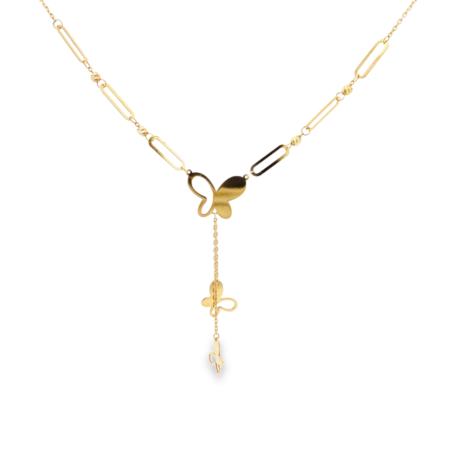 18K BUTTERFLY LA MER NECKLACE WITH PEARL PENDANT