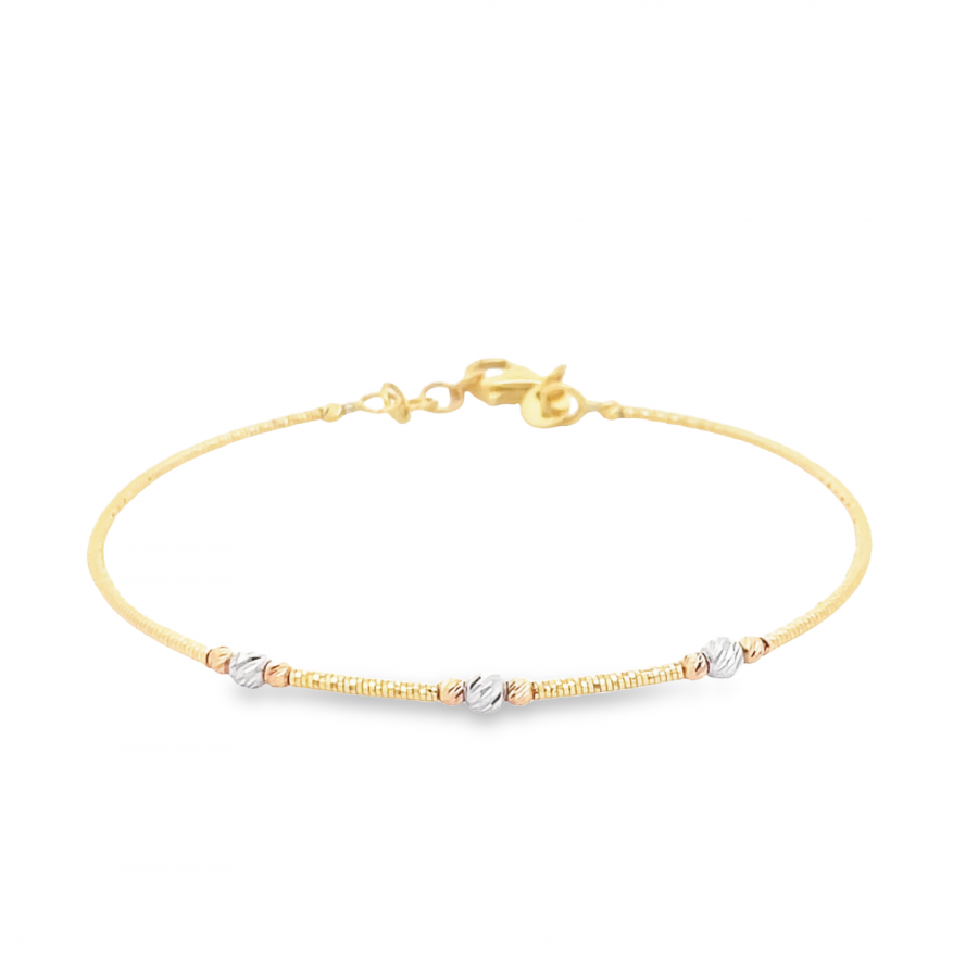 LUXURIOUS 18K YELLOW GOLD AND WHITE/ROSE GOLD BANGLE