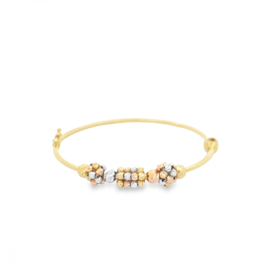 18K Yellow Rose & White Gold Bangle with Small Balls