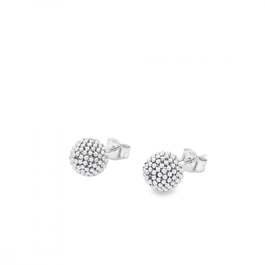 18K White Gold Small Ball Earrings with Stunning Bright Crystals 