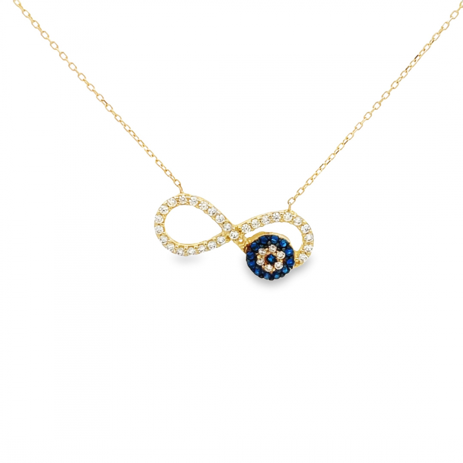 Infinity 18K Yellow Gold Short Necklace with Diamond-Like Stunning Bright Crystals